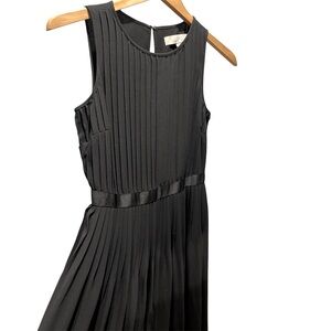 Ann Taylor Loft Pleated LBD - modern, elegant flowy, ribbon waist, keyhole back